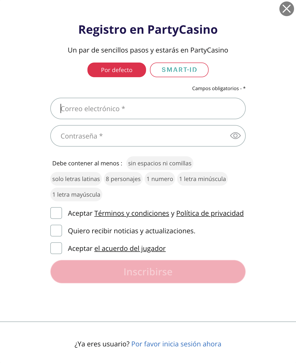 party casino login